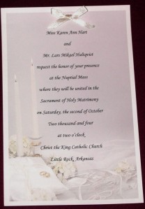 Inbjudan till vårt bröllop den Andra Oktober, 2004